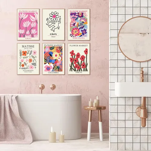 Miniatura 2 de RETRART Flower Market - Arte de pared, pósteres de Matisse e imágenes de flores, juego de impresión abstracta para dormitorio y sala de estar, 8 x