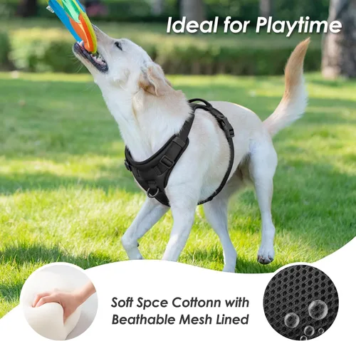 Miniatura 6 de Arnés para perro sin tirones, chaleco para cachorro con clip frontal para perros pequeños, medianos y grandes (negro, XS)