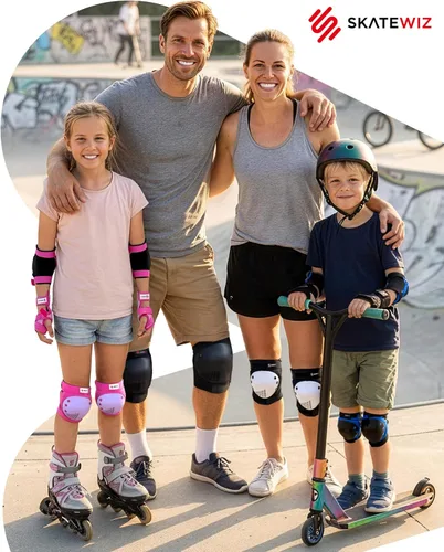 Miniatura 2 de SKATEWIZ Juego de almohadillas de protección para patineta para niños y adultos - Smash - Almohadillas para patines [6 piezas] con protectores