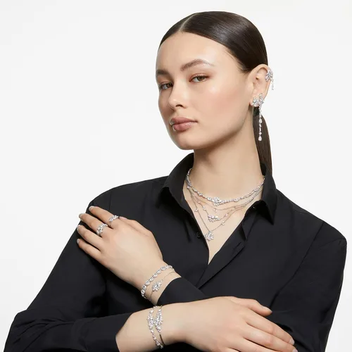 Miniatura 7 de SWAROVSKI Gema Crystal Cocktail Ring Pair Jewelry Collection, Rhodium Tone Finish