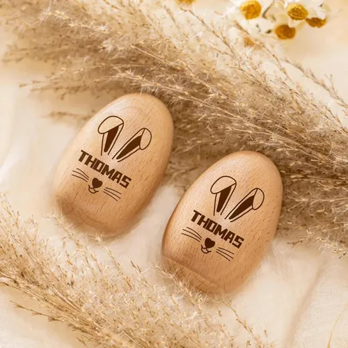 Miniatura 5 de Huevos de Pascua de madera personalizados con nombre para niños, rellenos de cesta grabados personalizados, regalos de Pascua cristianos para niños