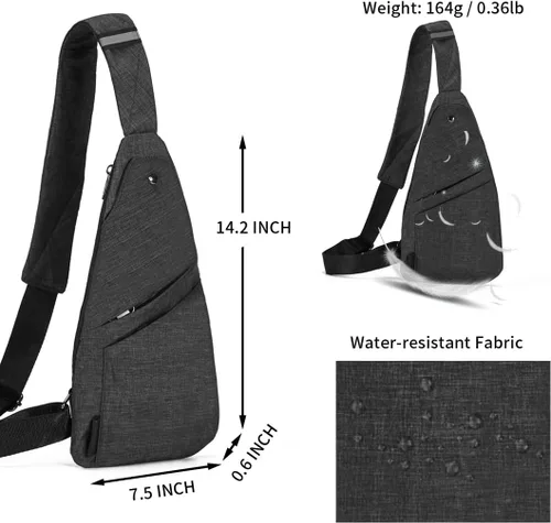 Miniatura 2 de Seoky Rop - Bolso bandolera para hombres y mujeres, cartera pequeña personal con bolsillo, antirrobo, para el pecho, para viajes y senderismo, Gris