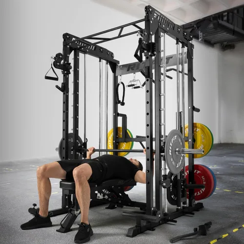 Miniatura 2 de RitFit Máquina M1 Pro Smith con sistema de cruce de cables, jaula multifunción para sentadillas para gimnasio en casa, rack de energía y paquetes