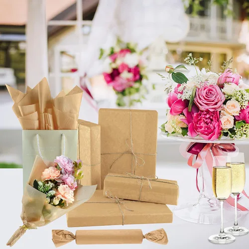 Miniatura 6 de NEBURORA Papel de Seda Kraft para Bolsas de Regalo 60 Hojas Papel de Envolver Beige a Granel 14 X 20 Pulgadas Papel de Envolver Marrón para Relleno