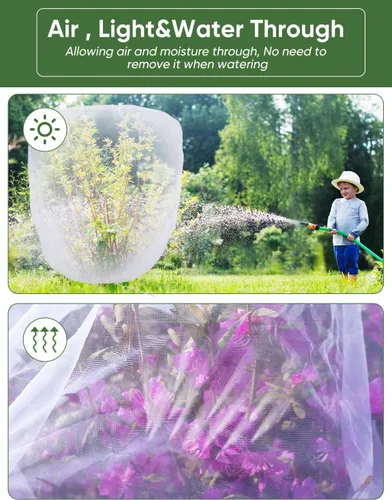 Miniatura 4 de Red para pájaros para protección del jardín, paquete de 4 redes de jardín barrera de plagas con cordón, mosquitero para tomates, cubierta protectora