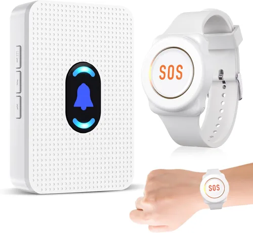 Miniatura 11 de Daytech Botón de llamada del localizador del cuidador para ancianos en el hogar Sistema de alerta de enfermera para pacientes mayores 2 receptor 3