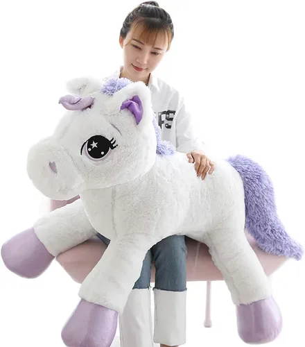 Miniatura 8 de Almohada grande de peluche de unicornio – Juguete de peluche gigante de unicornio para cumpleaños, San Valentín, dormitorio (rosa, 31 pulgadas)