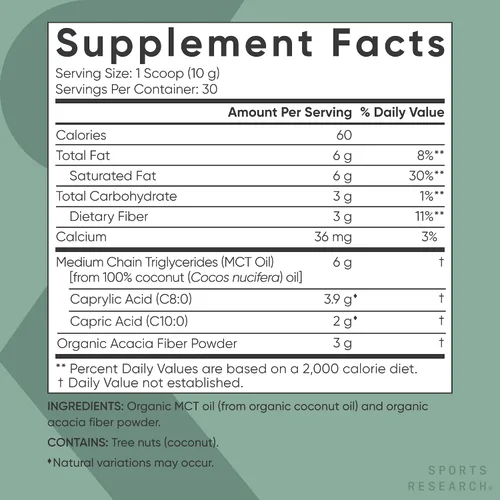 Miniatura 5 de Sports Research Aceite MCT Orgánico en Polvo – Keto y Vegano MCTs C8, C10 de Cocos – Combustible de Ácidos Grasos para Cerebro y Cuerpo, Sin OMG