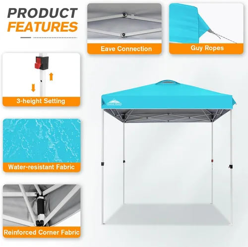 Miniatura 435 de EAGLE PEAK Tienda de campaña desplegable con bolsa de transporte con ruedas, 8 estacas, 4 cuerdas, 4 bolsas de peso, toldo de tienda de campaña