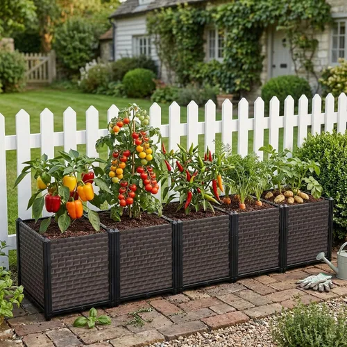 Miniatura 10 de Macetas grandes para plantas de exterior, profundas, 20 pulgadas de alto, camas elevadas para jardinería con riego automático, maceta elevada