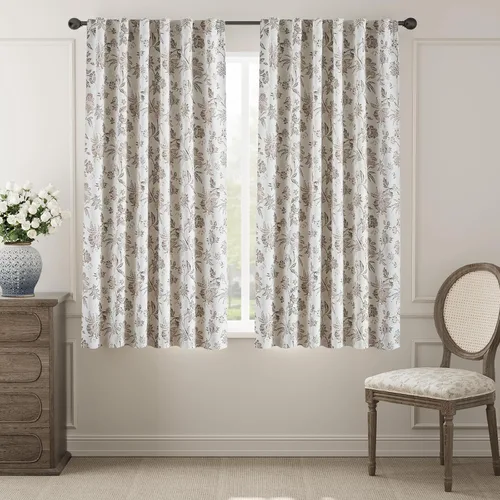Miniatura 23 de jinchan Cortinas Opacas Florales para Dormitorio, 63 Pulgadas de Largo Cortinas Opacas con Estampado de Flores, Estilo Campo Francés con Pestañas