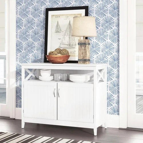 Miniatura 5 de Safiyya Papel Tapiz Despegar y Pegar de 118"x17.3" Azul y Blanco Papel de Contacto Papel Tapiz Geométrico Autoadhesivo Removible para Dormitorio