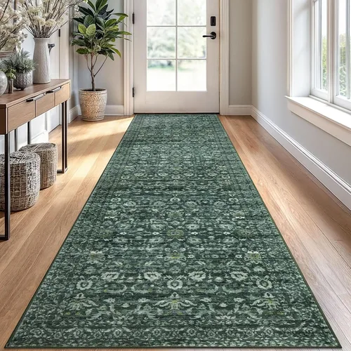 Miniatura 65 de Lansny Alfombra bohemia de 2 x 3 pulgadas, lavable, color negro, azul marino, floral, alfombra de cocina, alfombra de área pequeña de lana