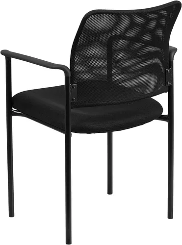Miniatura 6 de Flash Furniture Jana Comfort Silla auxiliar apilable de acero con brazos de malla negra