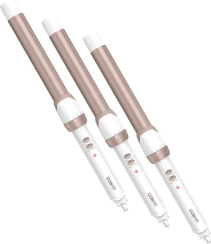 Miniatura 10 de Conair Varita rizadora cónica de cerámica doble, se estrecha de 1¼ pulgadas a ¾ pulgadas para producir ondas playeras, 30 ajustes de calor