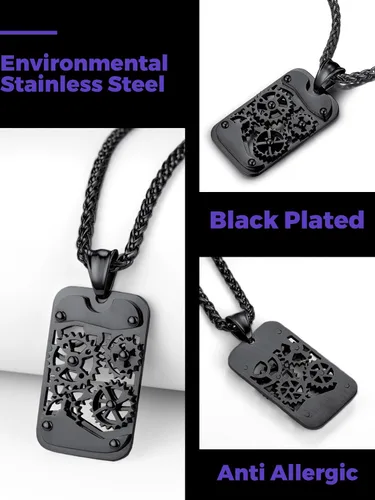 Miniatura 7 de Richsteel - Placa de identificación estilo Hip Hop militar para collar, fibra de carbón, colgante de bibliabala, para mujeres y hombres joya