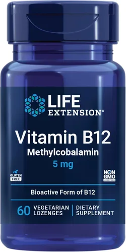 Life Extension Vitamina B12 Metilcobalamina, Suplemento para la salud nerviosa, apoyo cognitivo, vitamina energética, metilcobalamina B12, 5 mg, de