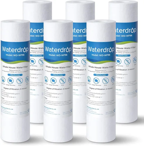 Miniatura 11 de Waterdrop Cartucho de filtro de agua de carbón CTO para toda la casa de 2.5" x 10", filtro de agua de sedimento de carbón de 1 micrón, repuesto