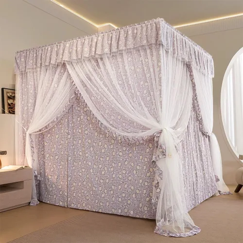 Miniatura 20 de Dosel de cama de 4 postes de esquina de princesa y bonita mosquitera para cama de niñas, dormitorio de adultos, habitaciones de niños; red