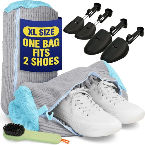 Miniatura 10 de 2 bolsas para lavadora de zapatos, limpieza profunda de 360°, bolsa de lavandería reutilizable para lavadora y secadora, bolsa limpiadora de zapatos