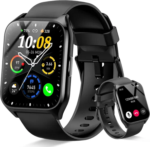 Reloj inteligente para hombres y mujeres, reloj inteligente de 1.85 pulgadas para responder/hacer llamadas, reloj de fitness con monitor de
