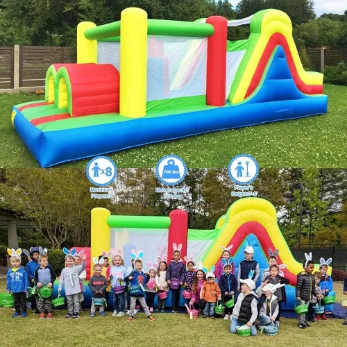 Miniatura 7 de YARD Casa de Rebote para Niños Grandes de 5 a 12 años, 21.3'x9.2'x7.9' Curso de Obstáculos Inflable Castillo Saltarín con Tobogán Grande para Edades