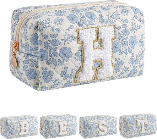 Miniatura 59 de Bolsa de maquillaje alfabética JOVAKIT, bolsa de cosméticos para mujeres, regalos de Navidad para niñas de 6 a 18 años, neceser de viaje con flores
