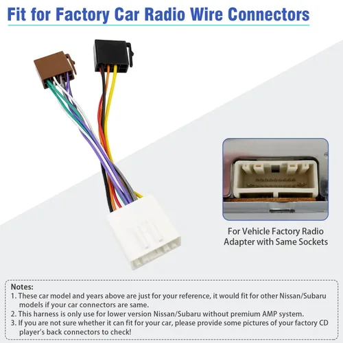 Miniatura 3 de Arnés de cableado estéreo para Nissan Adaptador de radio ISO a conector de 20 pines compatible con Altima Sentra Frontier Versa Xterra Murano Leaf