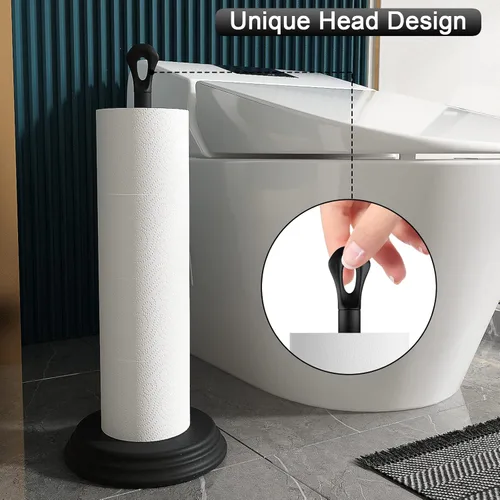 Miniatura 6 de Kasunto Soporte de papel higiénico con soporte de pie resistente a la oxidación, soporte de almacenamiento de papel higiénico de metal para el baño