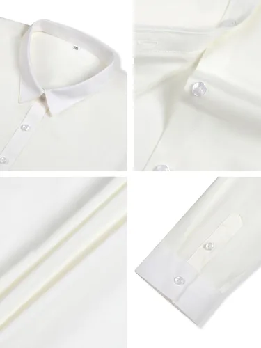 Miniatura 4 de CUNLIN - Camisas de manga larga con botones de algodón para mujer, ajustadas, camisas formales de vestir para el trabajo, blusas de trabajo, tops