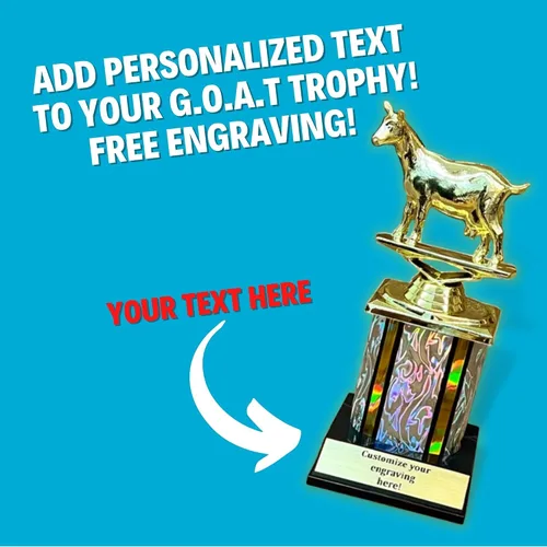 Miniatura 3 de Trofeo de cabra con grabado personalizado – Premio Premium Greatest of All Time con base de columna – Trofeo de reconocimiento divertido para jefes