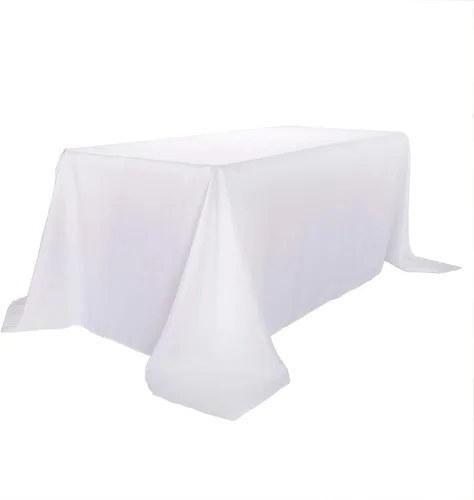Miniatura 77 de Ascoza Paquete de 2 manteles rectangulares blancos de 60 x 84 pulgadas, tela de poliéster de 4 pies, para bodas, banquetes, restaurantes y fiestas