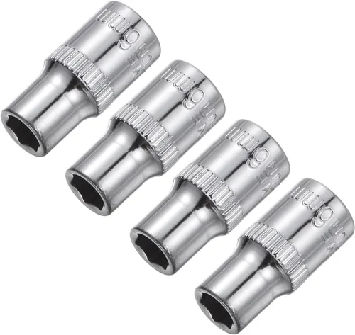 Miniatura 8 de uxcell 4 Pcs 1/4-Inch Drive 0.197 in 6-Point Zócalo poco profundo, métrico, acero con cromado