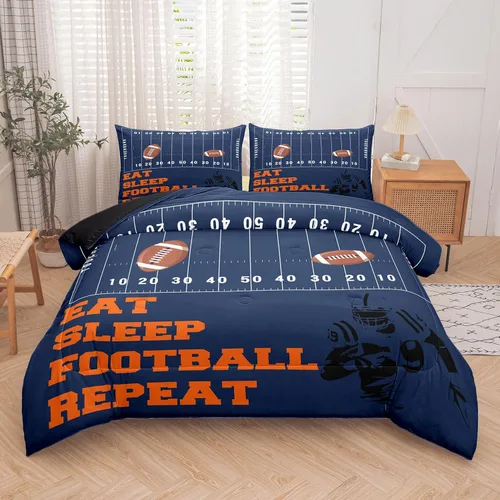 Miniatura 9 de MWMWMW Juego de edredón deportivo para niños, juego de ropa de cama para niños, juego de edredón de 3 piezas, tamaño matrimonial con 1 funda