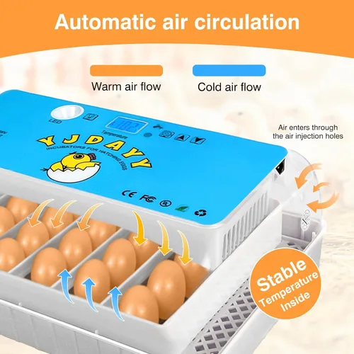 Miniatura 2 de Incubadoras para incubar huevos de 15-35 huevos con giro automático de huevos y pantalla de temperatura ℉ Incubadora de aves de corral LED