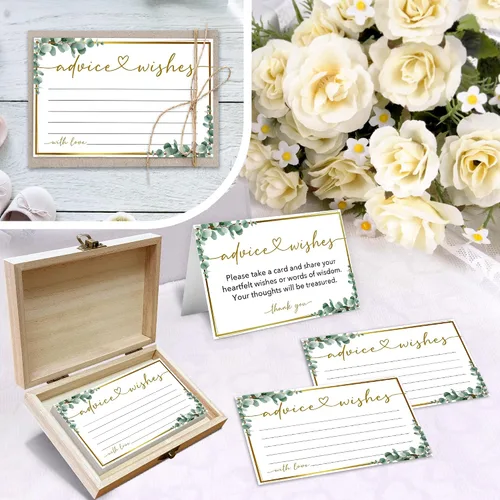 Miniatura 3 de Caja de tarjetas de consejos y deseos, 50 tarjetas de consejos de cumpleaños, boda, baby shower, caja de buenos deseos para fiesta de cumpleaños