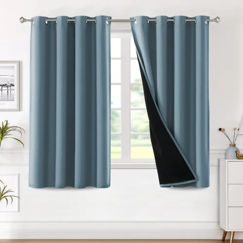 Miniatura 23 de H.VERSAILTEX Paneles de cortina 100% opacas de 45 pulgadas de largo, con aislamiento térmico, cortinas opacas con forro para dormitorio, dos capas