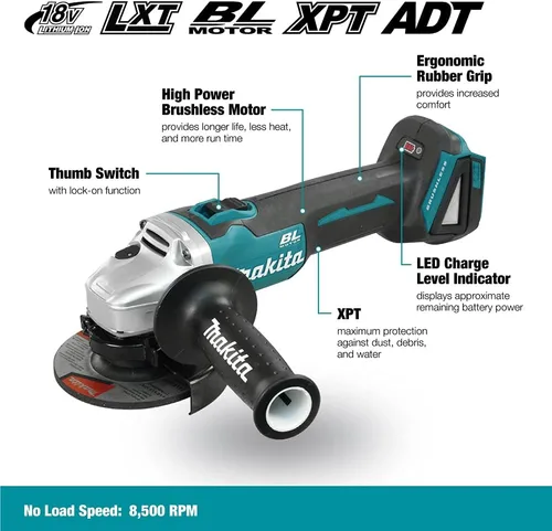 Miniatura 2 de Makita DGA454Z 4.528 in Amoladora angular sin escobillas 18V Unidad desnuda