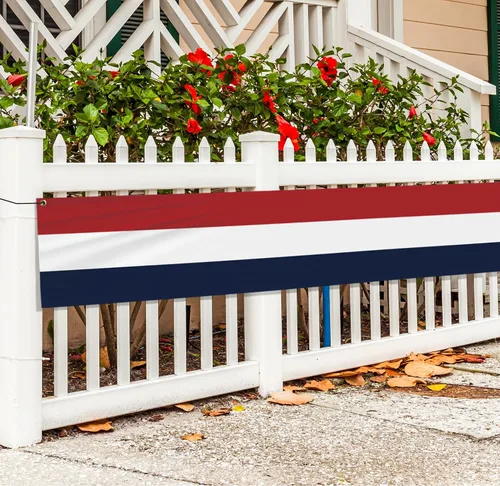Miniatura 5 de EBaokuup Banderines patrióticos grandes de 20 x 2 pies, decoración de bandera estadounidense impresa de doble cara del 4 de julio, bandera de rayas