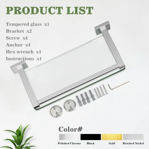 Miniatura 7 de Estantes de vidrio Alise para pared de baño, estante de baño de vidrio templado montado en la pared, estantes flotantes modernos que ahorran espacio