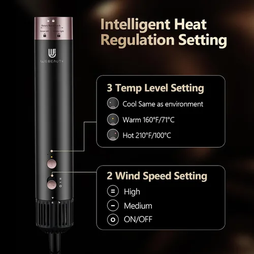 Miniatura 5 de Estilizador de aire caliente, cepillo secador de pelo con iones negativos, rizadores de cabello con enrollado automático y flujo de aire, moldeador