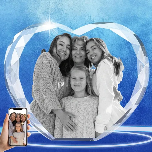 Miniatura 10 de Corazón de fotos de cristal 3D, regalo personalizado con tu foto en cristal para mujeres, hombres, mamá, abuelo, regalo personalizado