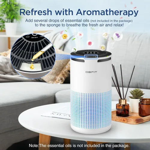 Miniatura 4 de Purificadores de aire para el hogar, habitación grande de hasta 1500 pies cuadrados con aromaterapia, purificador de aire HEPA DBFIT H13, limpiador