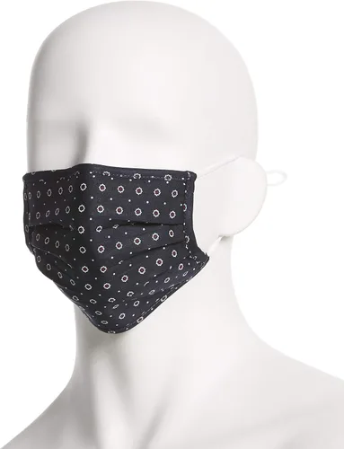 Miniatura 4 de Perry Ellis - Cubrebocas estándar de tela plisada, reutilizables (paquete de 3, estampados y colores surtidos)