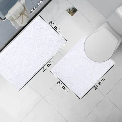 Miniatura 2 de Smiry Juego de tapetes de baño y alfombra de inodoro en forma de U, lavable a máquina, antideslizante, absorbente, alfombra de baño lanuda