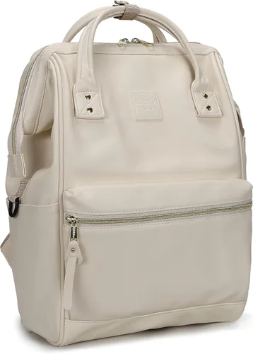 Miniatura 18 de Kah&Kee - Mochila de cuero con compartimento para laptop, ideal para viajes, escuela, para mujeres y hombres, marrón claro (Camel Beige)), PU1211