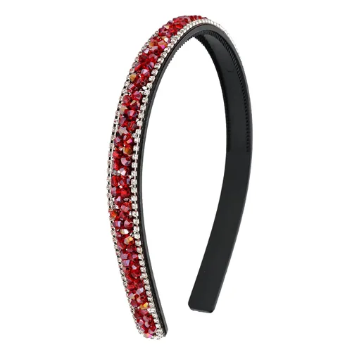 Miniatura 7 de Wecoe Diadema rosa con diamantes de imitación para mujer, diadema de peine con dientes, banda para la cabeza con cuentas brillantes, antideslizante