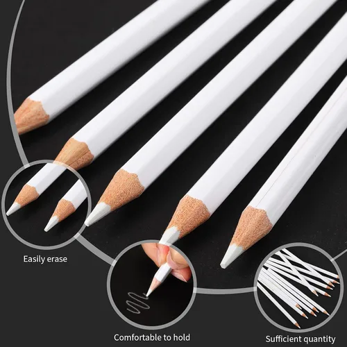 Miniatura 4 de Lápices de tela 24 piezas de rotuladores de vestir blancos, lápices solubles en agua para tela de limpieza de tela para coser lavable lápiz