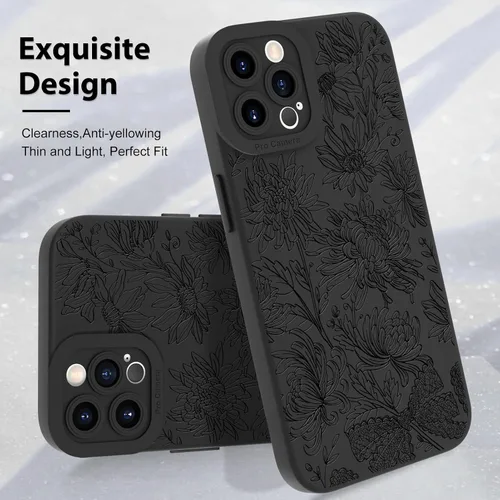 Miniatura 3 de MZELQ para iPhone 12 Pro Max, Funda de silicona con patrón floral de flores y girasoles, rosa, lindo, protección de cámara, funda suave y delgada