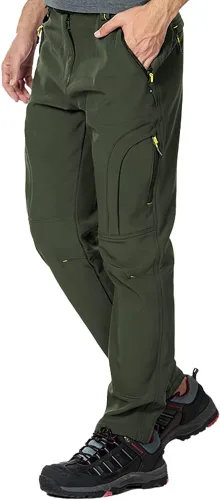 MANSDOUR Pantalones de nieve para hombre, para esquí, invierno, con forro polar, repelente al agua, pantalones de snowboard